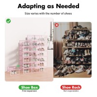 Foluck Shoe Storage Box 15 Pack Clear Plastic Stackable Shoe Organizer For Closet Interlocking Design Shoe Container Bins For