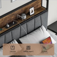 Cikunasi King Size Bed Frame With Headboard And Storage King Size Platform Bed Frame With Drawers Storage Chargin Station Led L