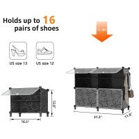 Awtatos Shoe Rack 4 Tier Shoe Storage Cabinet With Door 16 Pair Shoe Organizer Shelves For Closet Hallway Bedroom Entryway Bl