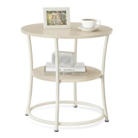 Vasagle Side Table Round End Table With 2 Storage Shelves For Living Room Bedroom Nightstand With Steel Frame For Small Space