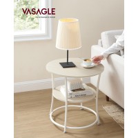 Vasagle Side Table Round End Table With 2 Storage Shelves For Living Room Bedroom Nightstand With Steel Frame For Small Space