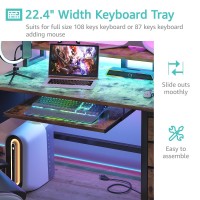 Lufeiya Computer Desk With File Drawers Cabinet 47 Inch Home Office Desks With Keyboard Tray Gaming Desk With Led Lights And P