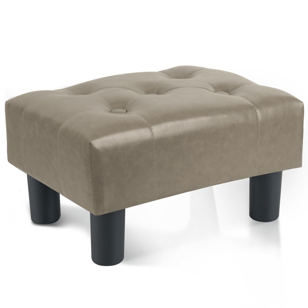 Poofzy Small Foot Stool Ottoman Faux Leather Ottoman Foot Rest With Legs Rectangle Foolstool Ottomans For Couch Ottoman Foot