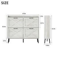 Maupvit Large Shoe Storage Cabinet With 4 Flip Drawers Freestanding Shoe Organizer With Metal Drawer Hinges For Entryway Narro