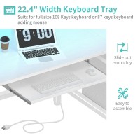 Lufeiya White Computer Desk With File Drawers Cabinet 47 Inch Home Office Desks With Keyboard Tray Gaming Desk With Led Lights