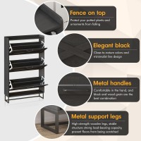 Maupvit Shoe Storage Cabinet With 3 Flip Drawers Freestanding Organizer With Metal Legs For Entryway Narrow Shoe Rack Cabinet