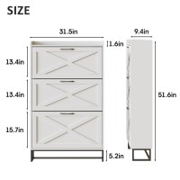 Maupvit Shoe Storage Cabinet With 3 Flip Drawers Freestanding Organizer With Metal Legs For Entryway Narrow Shoe Rack Cabinet