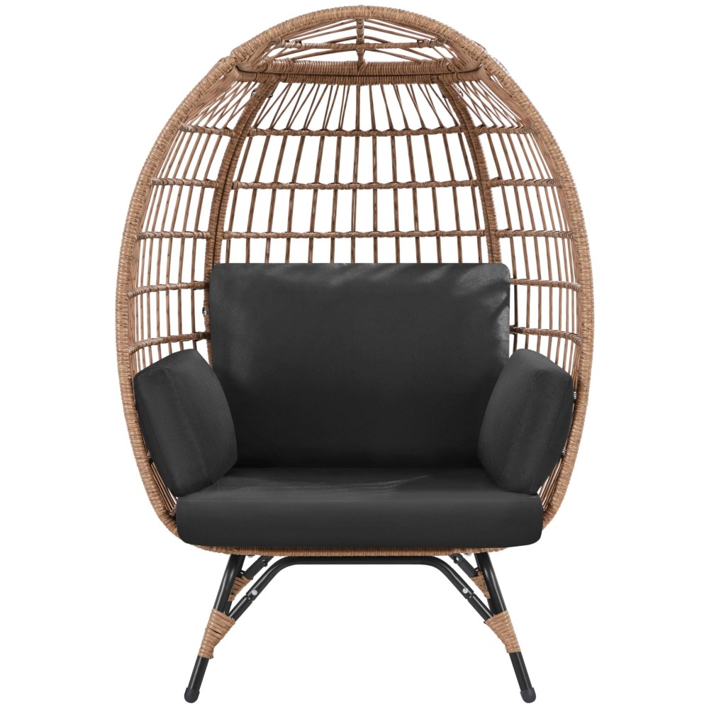 Yaheetech Egg Rattan Chair Indooroutdoor Pe Rattan Egg Basket Lounge Chair W 4 Cushions Oversized Eggshaped Chair Wmetal F