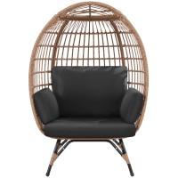 Yaheetech Egg Rattan Chair Indooroutdoor Pe Rattan Egg Basket Lounge Chair W 4 Cushions Oversized Eggshaped Chair Wmetal F