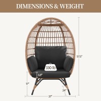 Yaheetech Egg Rattan Chair Indooroutdoor Pe Rattan Egg Basket Lounge Chair W 4 Cushions Oversized Eggshaped Chair Wmetal F