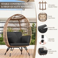 Yaheetech Egg Rattan Chair Indooroutdoor Pe Rattan Egg Basket Lounge Chair W 4 Cushions Oversized Eggshaped Chair Wmetal F