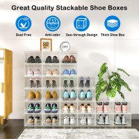 Mitees 10 Pack Xx Large Thicken Sturdy Hard Plastic Clear Stackable Shoe Storage Boxes For Size 12 Sneaker Shoe Rack Containers