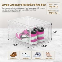 Mitees 10 Pack Xx Large Thicken Sturdy Hard Plastic Clear Stackable Shoe Storage Boxes For Size 12 Sneaker Shoe Rack Containers