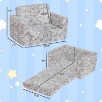 Alimorden 2In1 Flip Out Cuddly Sherpa Toddler Couch Convertible Sofa To Lounger Glow In The Dark Dinosaurs