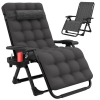 Slendor Zero Gravity Chair Folding Reclining Chair Zero Gravity Recliner Chair Wupgraded Lock Cup Holder Tray Headrest Re