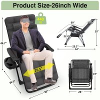 Slendor Zero Gravity Chair Folding Reclining Chair Zero Gravity Recliner Chair Wupgraded Lock Cup Holder Tray Headrest Re