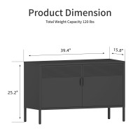 Ustamio Black Wide Metal Locker Storage Cabinet 2 Door Metal Accent Cabinet For Home And Office 2 Tier Low Metal Cabinet With