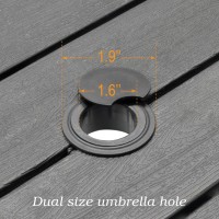 Virvla Patio Dining Square Table Outdoor Plastic Table Top With Umbrella Hole 37 X 37 X 28 Dark Black