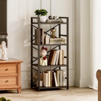 Homeiju Black Bookshelf 4 Tier Small Bookcase Black Metal Small Bookcase Book Shelf Organization And Storage For Living Room