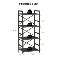 Homeiju Black Bookshelf 4 Tier Small Bookcase Black Metal Small Bookcase Book Shelf Organization And Storage For Living Room