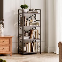 Homeiju Grey Bookshelf 4 Tier Small Bookcase Grey Metal Small Bookcase For Cdmoviebook Book Shelf Organization And Storage