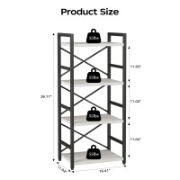 Homeiju White Bookshelf 4 Tier Small Bookcase White Metal Small Bookcase For Cdmoviebook Book Shelf Organization And Storag