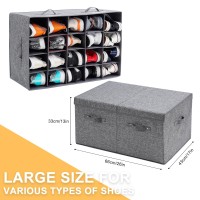 Shoe Storage Organizer For Closet Fits 20 Pairs Large Shoe Storage Box Bins Containers With Lid And Adjustable Dividers For Sho