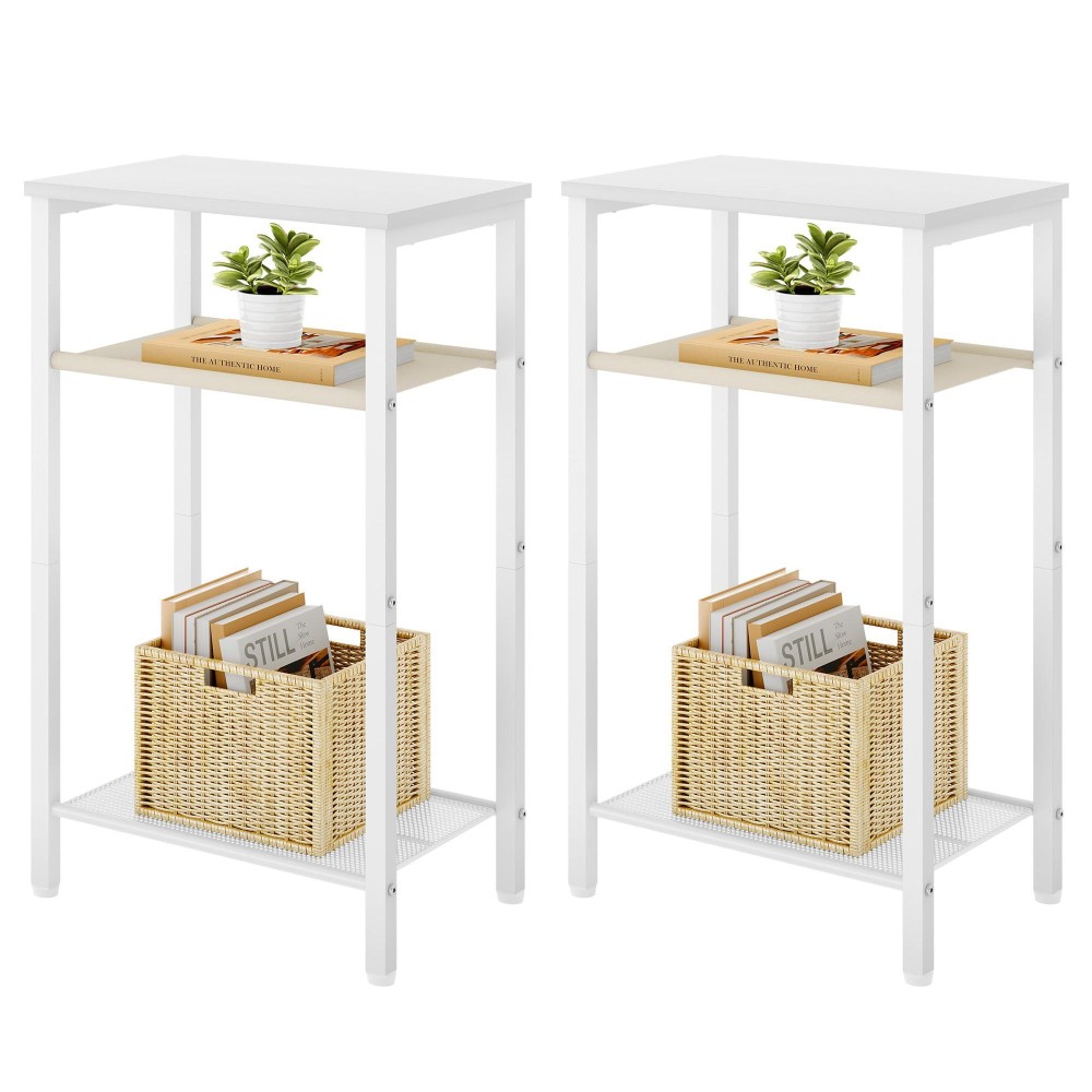 Hoctieon 2Set 3 Tier End Table Telephone Table Set Of 2 Tall Side Table With Storage Set Of 2 Small Nightstand For Small Spa