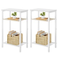 Hoctieon 2Set 3 Tier End Table Telephone Table Set Of 2 Tall Side Table With Storage Set Of 2 Small Nightstand For Small Spa