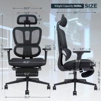 Ergonomic Office Chair With Footrest Coat Hanger High Back Mesh Computer Chair With Lumbar Support High Resilience Sponge Sea