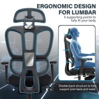 Ergonomic Office Chair With Footrest Coat Hanger High Back Mesh Computer Chair With Lumbar Support High Resilience Sponge Sea