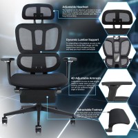 Ergonomic Office Chair With Footrest Coat Hanger High Back Mesh Computer Chair With Lumbar Support High Resilience Sponge Sea