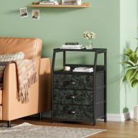 Furnulem Night Stand With 3 Drawers Fabric Small Dresser Organizer Storage Tower For Bedroom Hallway Nightstand End Table Sid