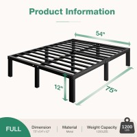 Novilla Full Size Bed Frame 12 Inch Metal Platform Bed Frame Full Size With Storage Space Under Bed Heavy Duty Steel Slat Supp