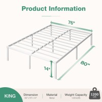 Novilla King Size Bed Frame 14 Inch Metal Platform Bed Frame King Size With Storage Space Under Bed Heavy Duty Steel Slat Supp