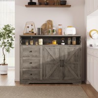 Farmhouse Buffet Storage Cabinet With Drawers Shelf Sideboard With Storage Kitchen Pantry Hutch Cabinet Coffee Bar Station