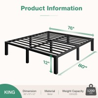 Novilla King Size Bed Frame 12 Inch Metal Platform Bed Frame King Size With Storage Space Under Bed Heavy Duty Steel Slat Supp