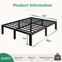 Novilla Queen Size Bed Frame 12 Inch Metal Platform Bed Frame Queen Size With Storage Space Under Bed Heavy Duty Steel Slat Su