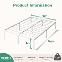 Novilla Queen Size Bed Frame 14 Inch Metal Platform Bed Frame Queen Size With Storage Space Under Bed Heavy Duty Steel Slat Su