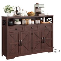 Dark Brown Farmhouse Storage Cabinet With Doors Drawers Sideboard Buffet Cabinet With Storage Kitchen Pantry Hutch Cabinet