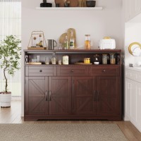 Dark Brown Farmhouse Storage Cabinet With Doors Drawers Sideboard Buffet Cabinet With Storage Kitchen Pantry Hutch Cabinet