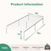 Novilla Twin Bed Frame 14 Inch Metal Platform Bed Frame Twin Size With Storage Space Under Bed Heavy Duty Steel Slat Support