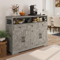 Befrases Farmhouse Buffet Cabinet With Drawers Barn Doors Sideboard With Storage Kitchen Pantry Cabinet Hutch Coffee Bar St