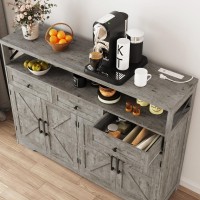 Befrases Farmhouse Buffet Cabinet With Drawers Barn Doors Sideboard With Storage Kitchen Pantry Cabinet Hutch Coffee Bar St