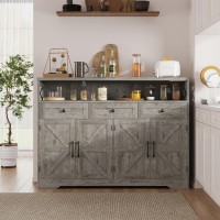 Befrases Farmhouse Buffet Cabinet With Drawers Barn Doors Sideboard With Storage Kitchen Pantry Cabinet Hutch Coffee Bar St