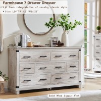 Farmhouse 7 Drawers Dresser For Bedroom Wood Large Chest Of Drawers With Thick Plank Styling Rustic Closet Dresser For Bedroom