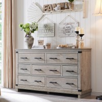 Farmhouse 7 Drawers Dresser For Bedroom Wood Large Chest Of Drawers With Thick Plank Styling Rustic Closet Dresser For Bedroom