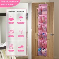 Gomaji Over The Door 12 Pocket Hanging Shoe Organizer Pink