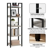 Numenn Narrow Bookshelf 5 Tier Bookshelves Home Office Bookcase Shelf Storage Organizer Free Standing Storage Shelving Unit F