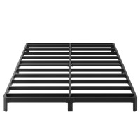 Yicensen 6 Inch Low Profile Queen Bed Frame Rounded Corner No Box Spring Needed Heavy Duty Metal Queen Size Platform Bed Frame